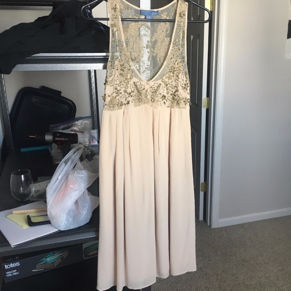 Lil light pink 100% silk dress with beading size 0